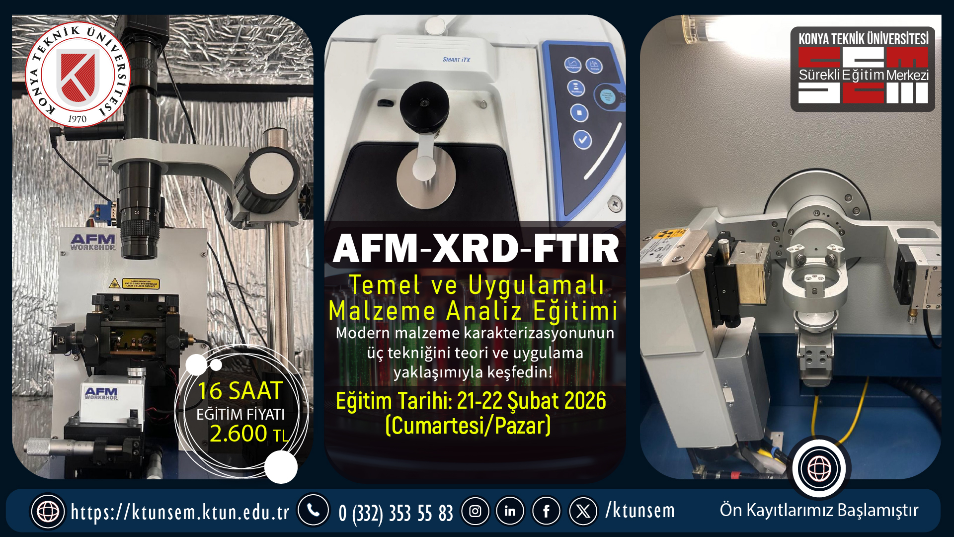 AFM–XRD–FTIR Temel ve Uygulamalı Malzeme Analiz Eğitimi
